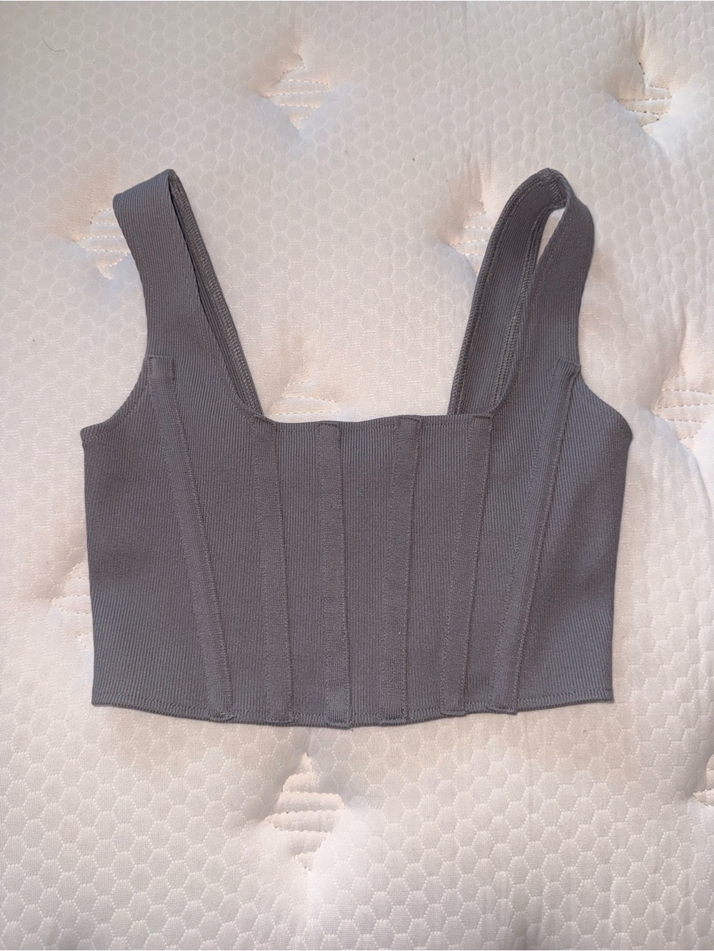 Forever 21 Silver Gray Ribbed corset top